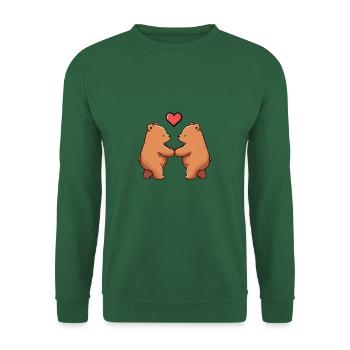 Bears in Love - Bears Couple Holding Hands with Heart - Unisex Sweatshirt - green - Front