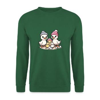 Ducks Family Father Mom Three Kids Hat - Unisex Sweatshirt - green - Front