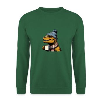 T-Rex Dino Dinosaur Beanie Hat Coffee Tea Rex - Unisex Sweatshirt - green - Front