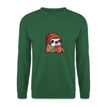 Faultier mit Beanie Mütze Tee Tea Kaffee Becher - Unisex Pullover - Grün - Vorne