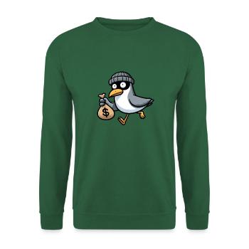 Bank robber thief North Sea gangster seagull money bank - Unisex Sweatshirt - green - Front