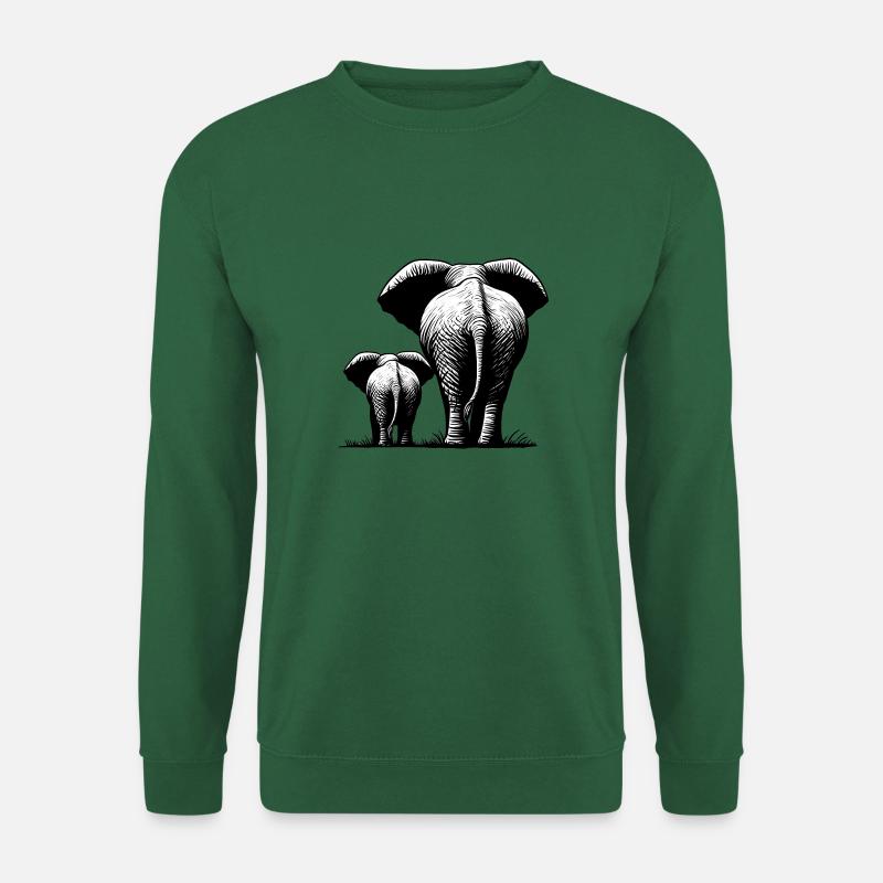 Elefanten Familie zwei Dickhäuter in Afrika - Unisex Pullover - Grün
