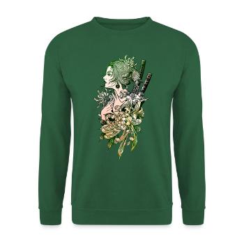 Japanisches Geisha Schwert Samurai Krieger 111 - Unisex Pullover - Grün - Vorne