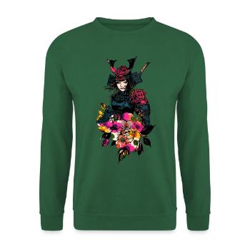 Japanese Geisha Chrysanthemum Samurai Warrior 109 - Unisex Sweatshirt - green - Front