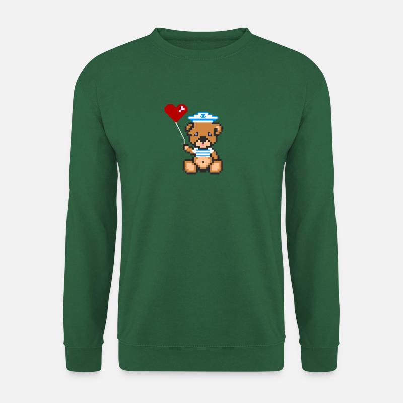 Pixel Bär Marineblau - Unisex Pullover - Grün