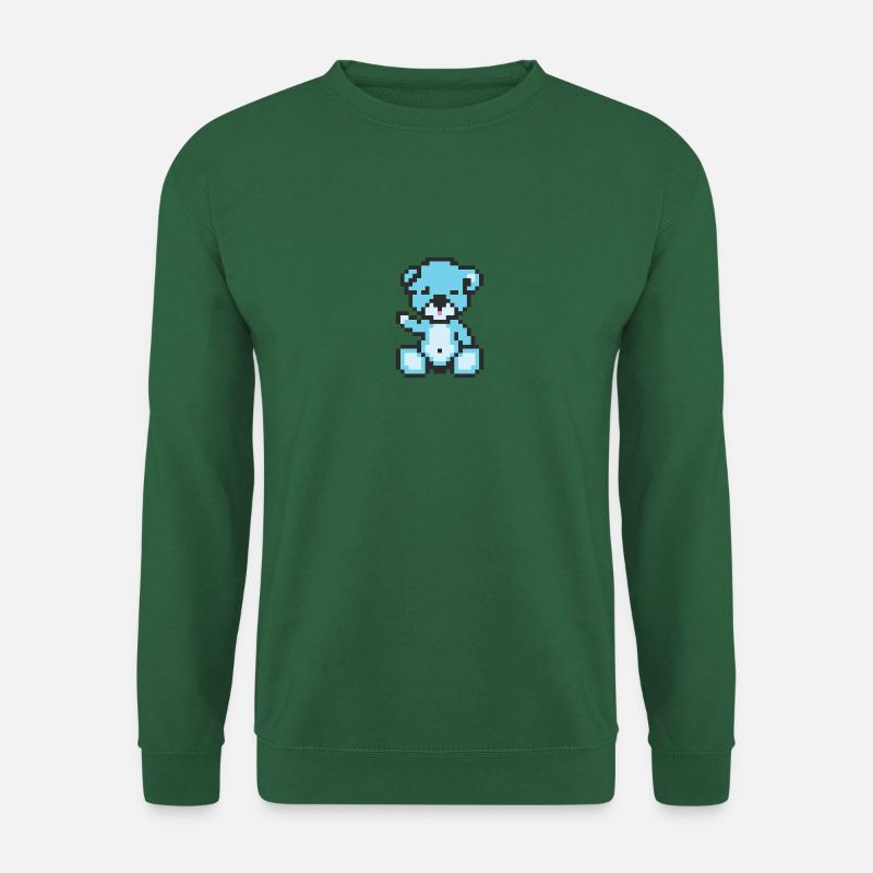 Pixel Bär Pastellblau - Unisex Pullover - Grün
