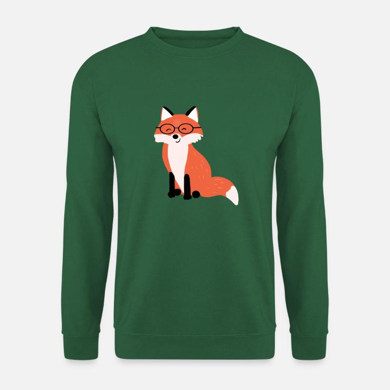 Brillen-Fuchs Cartoon Motiv - Unisex Pullover - Grün
