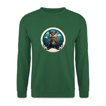 Buntes grafisches Eulendesign für Eulenfans - Unisex Pullover - Grün - Vorne