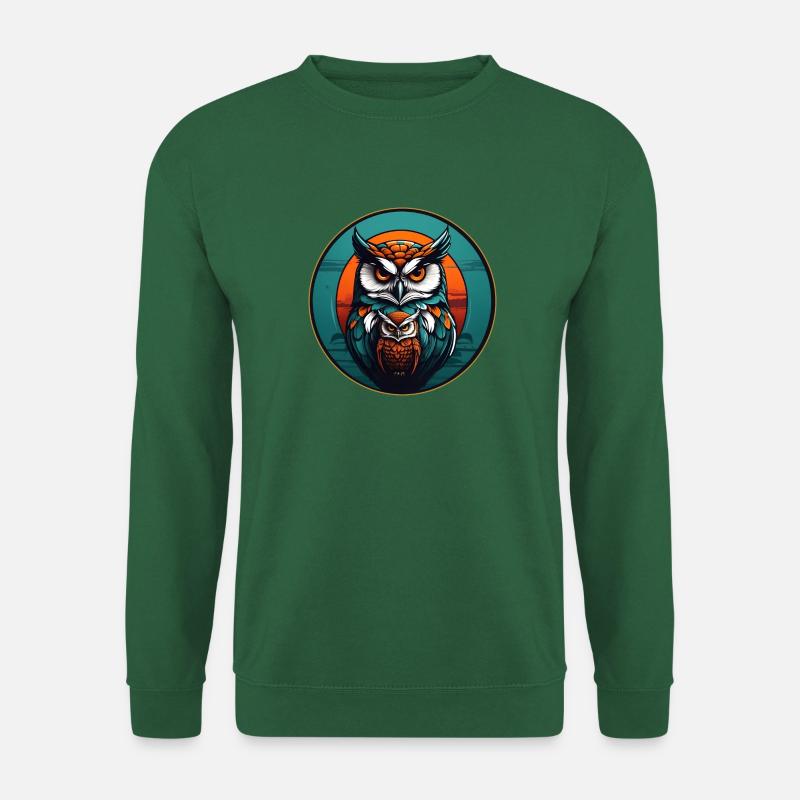 Buntes grafisches Eulendesign für Eulenfans - Unisex Pullover - Grün