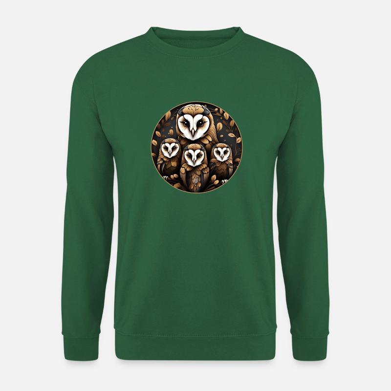 Schleiereule Schleiereulenfamilie Eulengrafik - Unisex Pullover - Grün