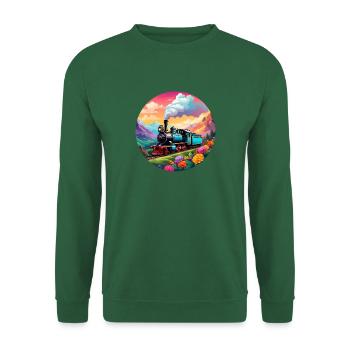 Nostalgische qualmende Dampflokomotive - Unisex Pullover - Grün - Vorne