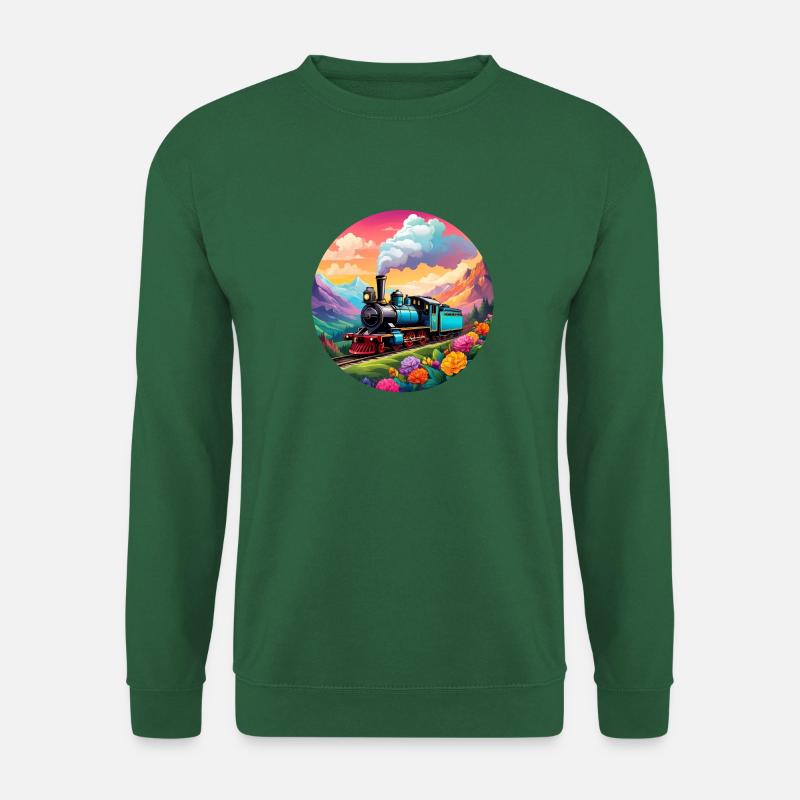 Nostalgische qualmende Dampflokomotive - Unisex Pullover - Grün