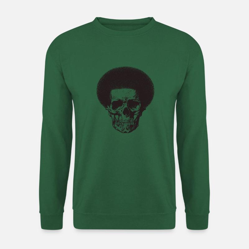 Schädel mit Afro-Frisur. - Unisex Pullover - Grün