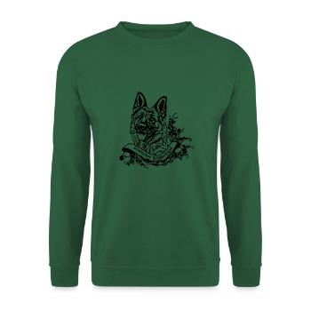 German Shepherd on Retro Banner No. 1 - Unisex Sweatshirt - green - Front