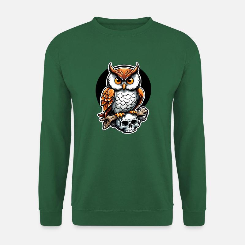 Eule sitzt auf Skull - Unisex Pullover - Grün