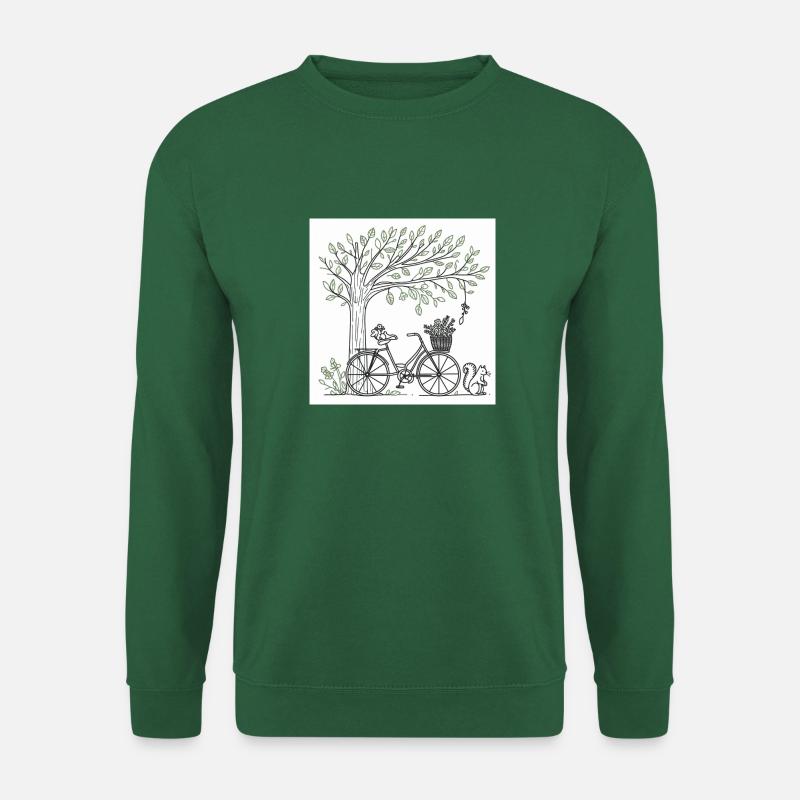 Geschmücktes Fahrrad unter großem Baum - Unisex Pullover - Grün