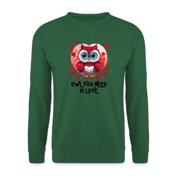 Alles was du brauchst ist Liebe Eule - Unisex Pullover - Grün - Vorne