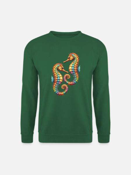 Zwei hübsche dekorative Seepferdchen - Unisex Pullover - Grün
