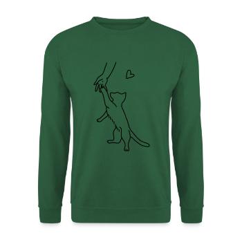 Chat jouer main amour - Sweat-shirt Unisexe - vert foncé - Devant