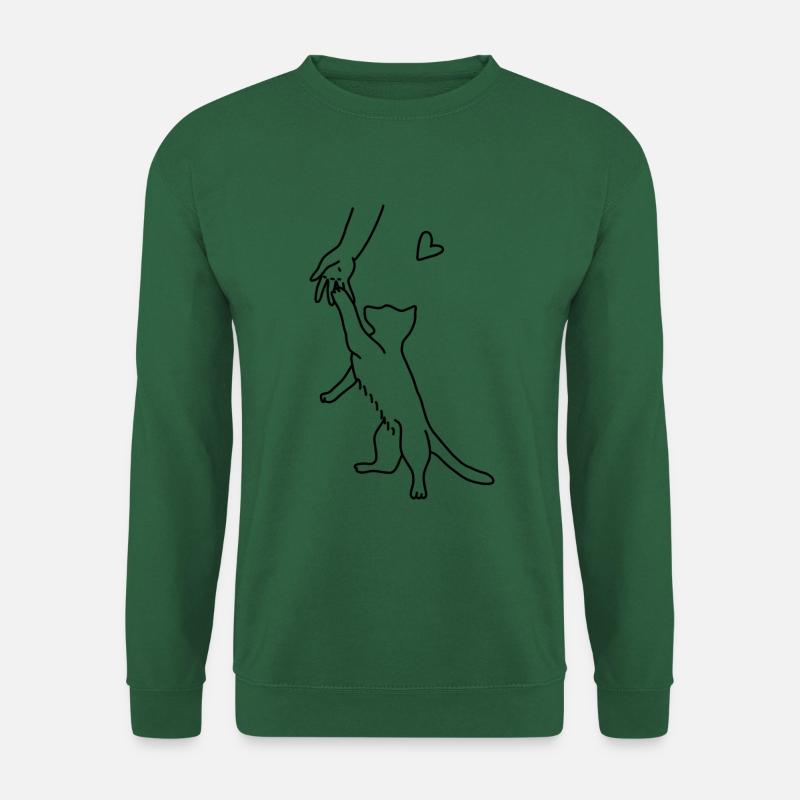 Cat play hand love - Unisex Sweatshirt - green