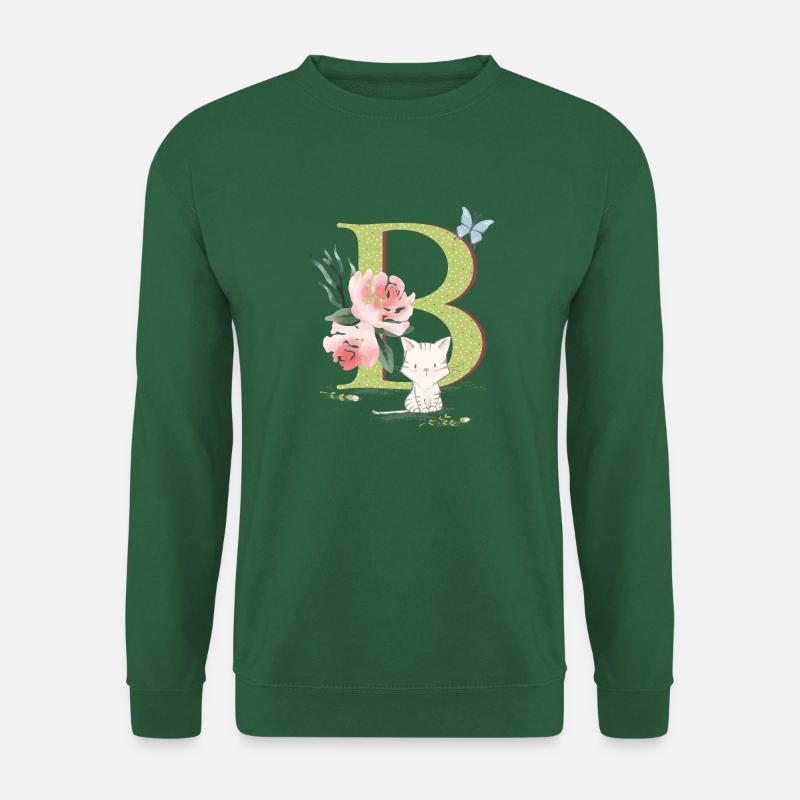 Initial letter B with cat - Unisex Sweatshirt - green