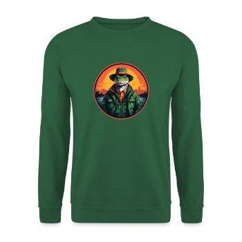Colorful Alligator Crocodile with Sunglasses and Hat - Unisex Sweatshirt - green - Front