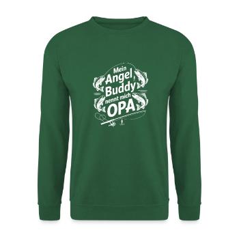 Angeln mit den Enkeln Angel Opa Angelbuddy - Unisex Pullover - Grün - Vorne