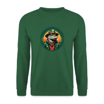 Colorful Alligator Crocodile with Sunglasses and Hat - Unisex Sweatshirt - green - Front