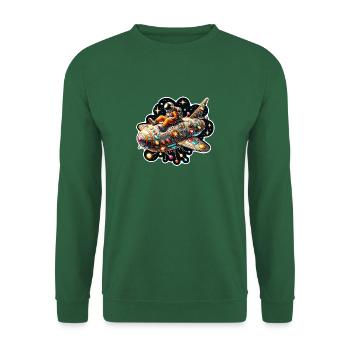 Imaginative whimsical spaceship with astronaut - Unisex Sweatshirt - green - Front