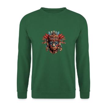 Sculpté orné aztèque, maya, masque inca - Sweat-shirt Unisexe - vert foncé - Devant