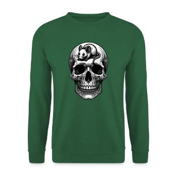 Skull mit Maus auf dem Kopf - Unisex Pullover - Grün - Vorne