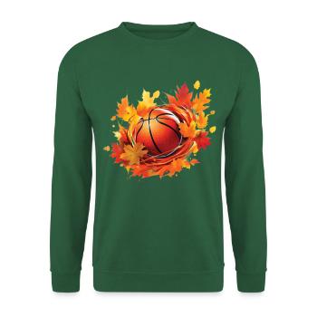 Basketball, maple and oak leaves in autumn - Unisex Sweatshirt - green - Front