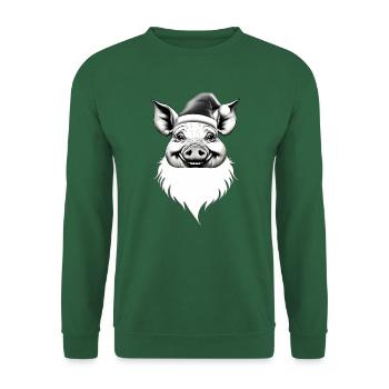 Santa Schwein Festlich Lustig - Unisex Pullover - Grün - Vorne