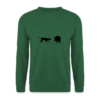Jagdhund am Schwarzwild - Unisex Pullover - Grün - Vorne