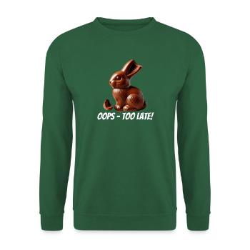 Oops – too late! Broken chocolate Easter bunny - Unisex Sweatshirt - green - Front