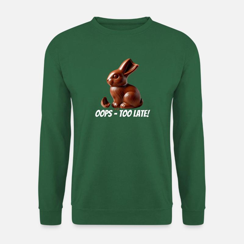 Oops – zu spät! Zerbrochener Schoko-Osterhase - Unisex Pullover - Grün