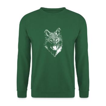 Loup blanc dessin - Sweat-shirt Unisexe - vert foncé - Devant