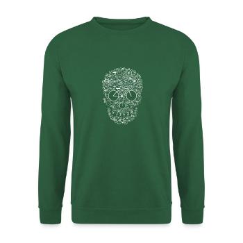 Vélo crâne crâne de sucre crâne blanc - Sweat-shirt Unisexe - vert foncé - Devant