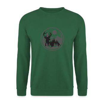 chasse chasse hunting père fils Deer forêt cerfs - Sweat-shirt Unisexe - vert foncé - Devant