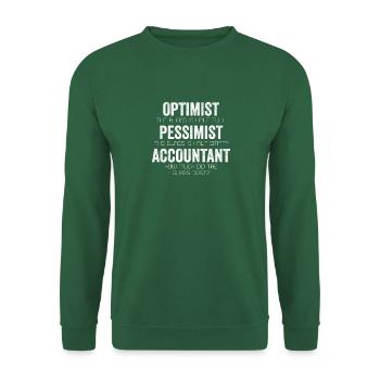Optimist Pessimist Buchhalter Glas Lustiger Wirtschaftsprüfer - Unisex Pullover - Grün - Vorne