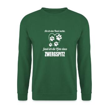 Hand & Pfote - Spruch - Zwergspitz - Unisex Pullover - Grün - Vorne