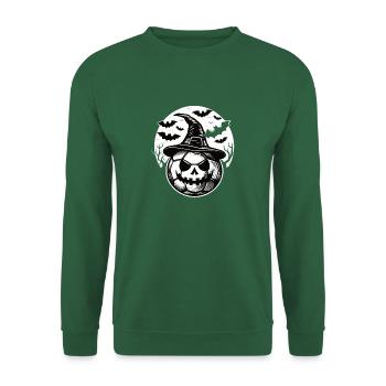 Halloween Soccer Football ballon de football avec chapeau et chauves-souris - Sweat-shirt Unisexe - vert foncé - Devant