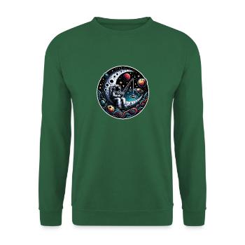 Astronaut sitzt auf der Mondsichel und angelt - Unisex Pullover - Grün - Vorne