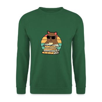 Cat Coffee and Books Funny - Unisex Sweatshirt - green - Front
