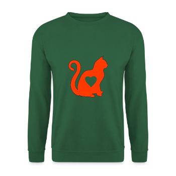 Orange cat heart silhouette cat lover black - Unisex Sweatshirt - green - Front