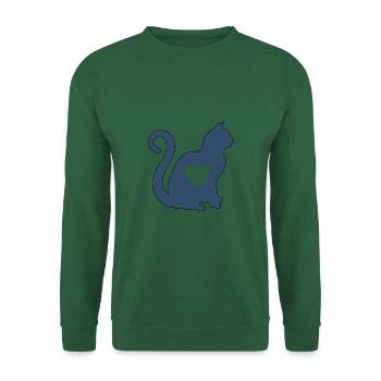 Marineblau Katze herz silhouette katzenlover black - Unisex Pullover - Grün - Vorne