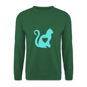 Turquoise cat heart silhouette cat lover black - Unisex Sweatshirt - green - Front