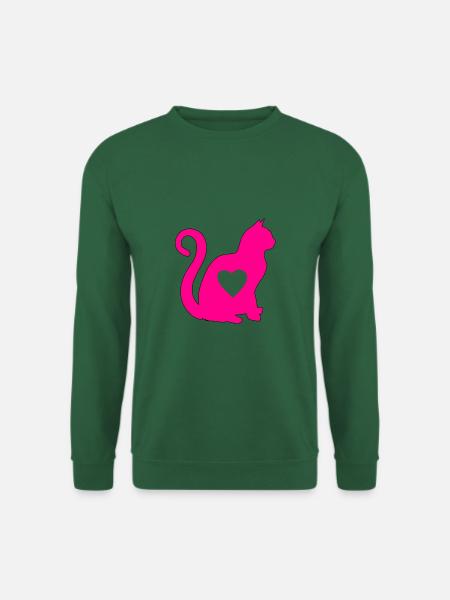 PINK katze herz silhouette katzenlover black - Unisex Pullover - Grün