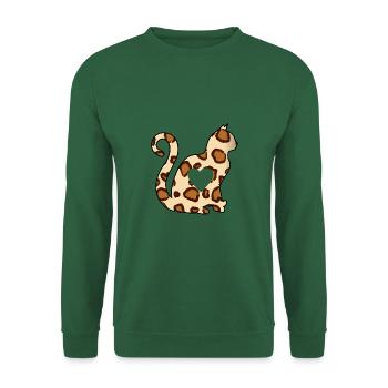 LEO braun Katze herz silhouette katzenlover black - Unisex Pullover - Grün - Vorne