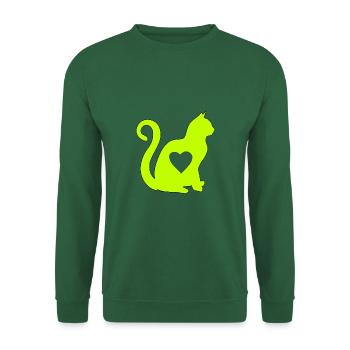 grün katze mit herz silhouette katzenlover katzen - Unisex Pullover - Grün - Vorne